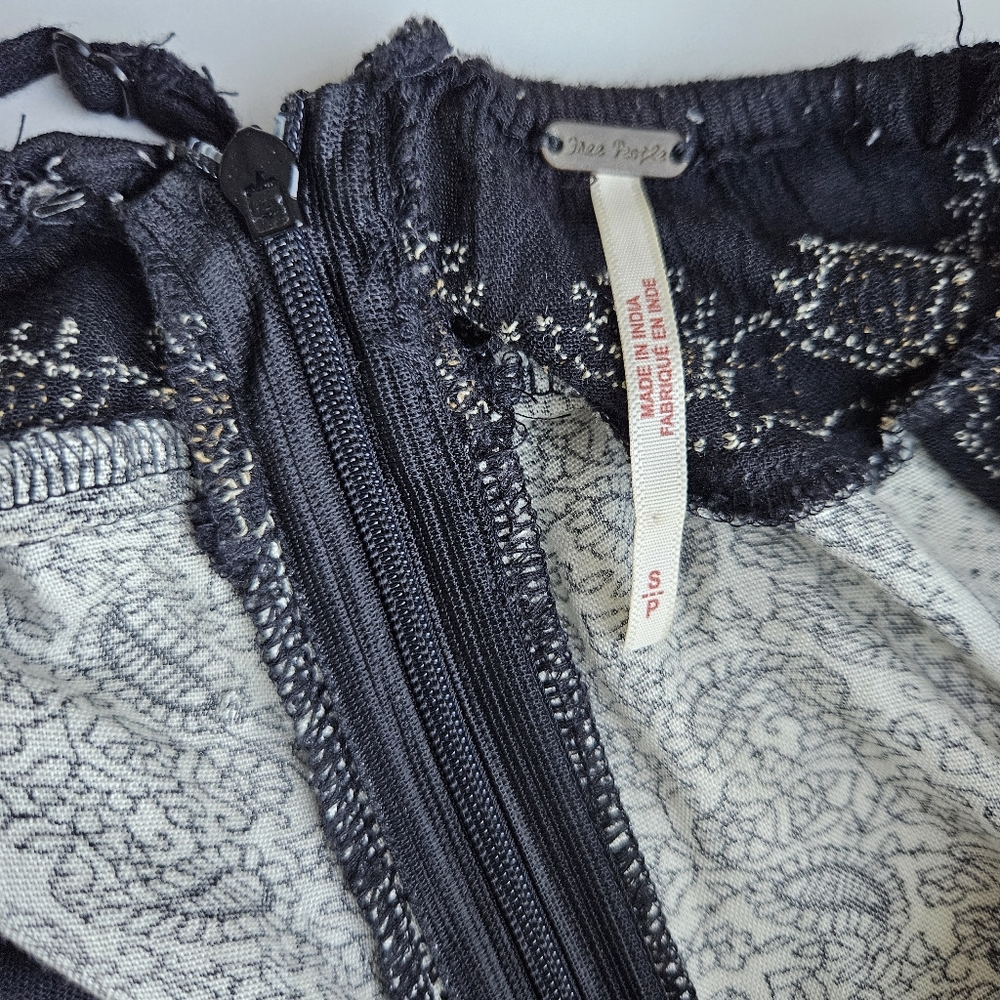Free People Hazel Black & Wite Mixed Print Overall Wide Leg One-Piece - Picture 7 of 15